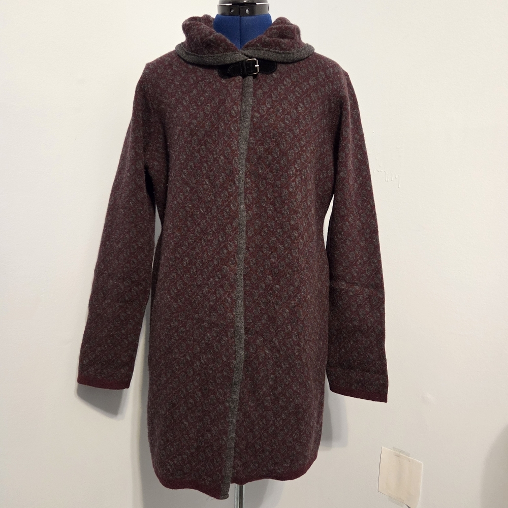 Burgundy Italian Wool Blend Duster Cardigan Size M